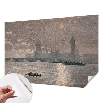 Peel and stick wallpaper mural with a night city panorama