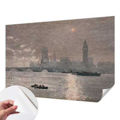 Peel and stick wallpaper mural with a night city panorama