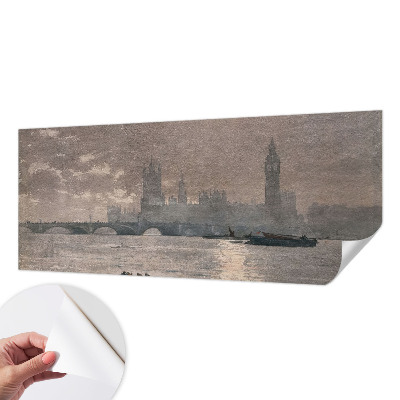 Peel and stick wallpaper mural with a night city panorama
