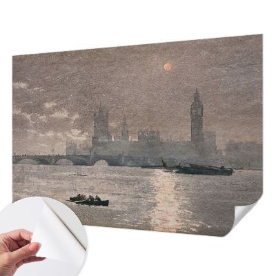 Peel and stick wallpaper mural with a night city panorama