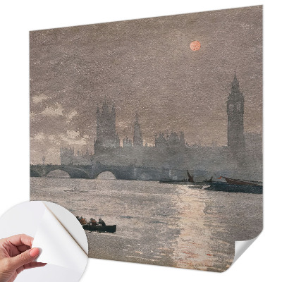 Peel and stick wallpaper mural with a night city panorama