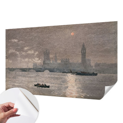 Peel and stick wallpaper mural with a night city panorama
