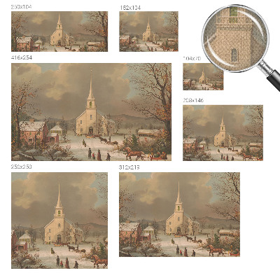 Self-adhesive wall mural featuring a winter landscape