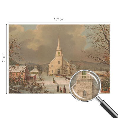 Self-adhesive wall mural featuring a winter landscape