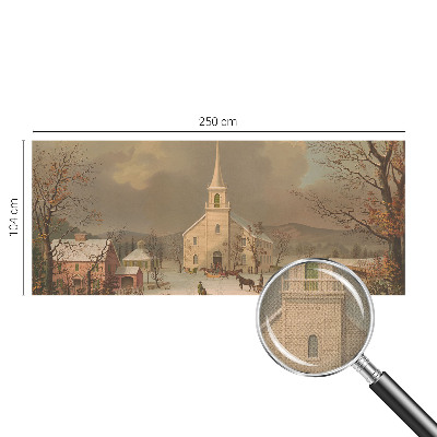 Self-adhesive wall mural featuring a winter landscape