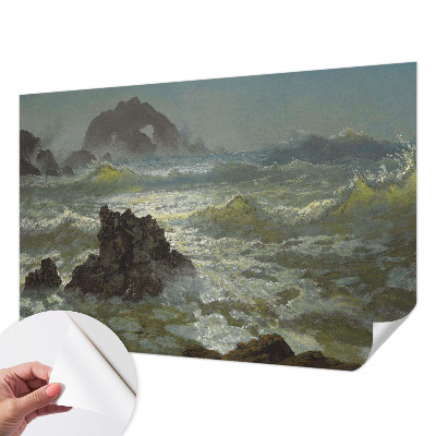 Stick-on wall mural with a stormy sea design