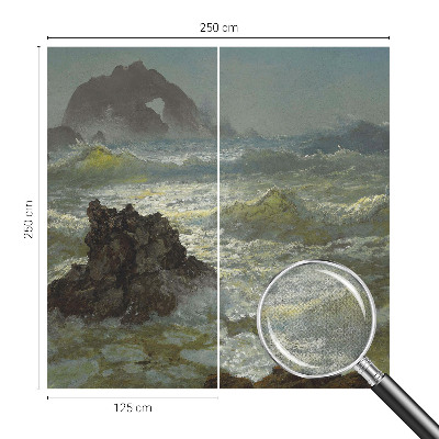 Stick-on wall mural with a stormy sea design