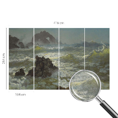 Stick-on wall mural with a stormy sea design