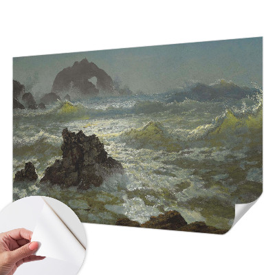 Stick-on wall mural with a stormy sea design