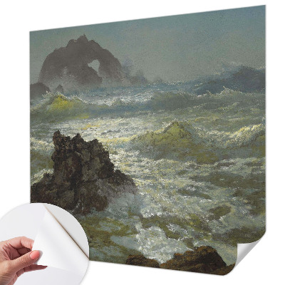Stick-on wall mural with a stormy sea design