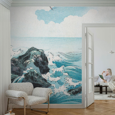 Removable wall mural featuring a sea scene