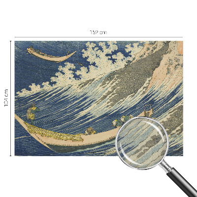 Removable wall mural wallpaper with a sea waves design
