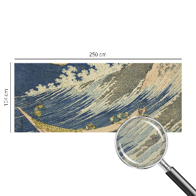 Removable wall mural wallpaper with a sea waves design