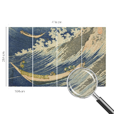 Removable wall mural wallpaper with a sea waves design