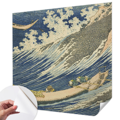 Removable wall mural wallpaper with a sea waves design