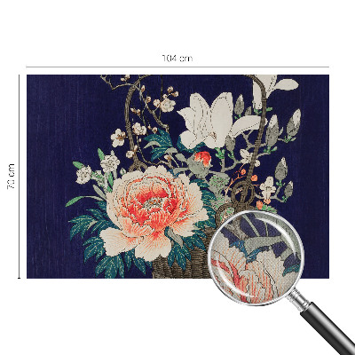 Peel and stick wall mural for living room with a floral basket design