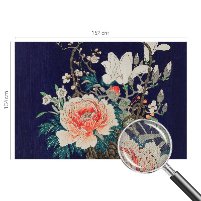 Peel and stick wall mural for living room with a floral basket design