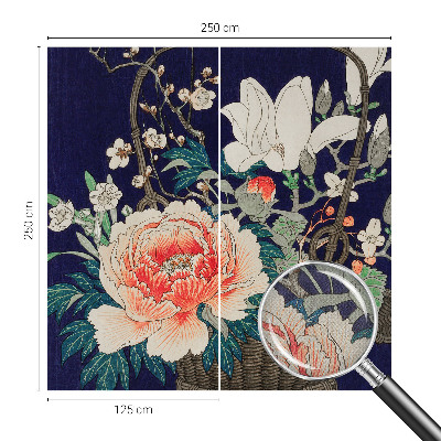 Peel and stick wall mural for living room with a floral basket design