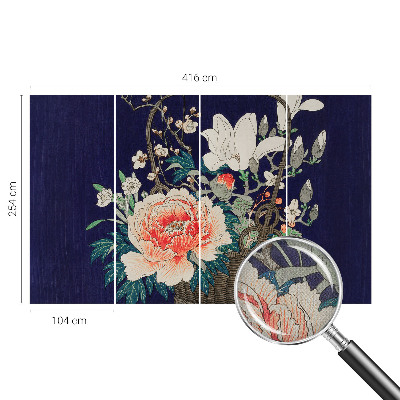Peel and stick wall mural for living room with a floral basket design