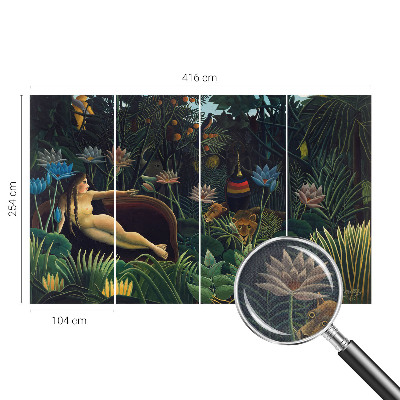 Peel and stick wall mural for bedroom with an exotic jungle design