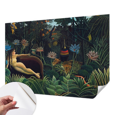 Peel and stick wall mural for bedroom with an exotic jungle design