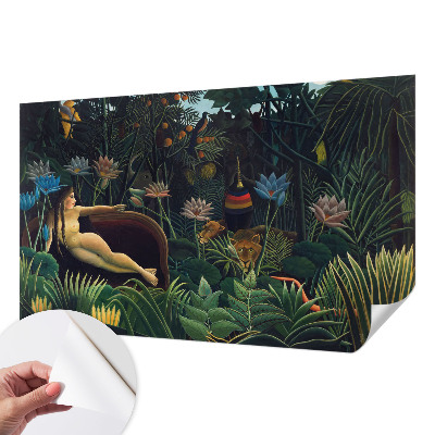 Peel and stick wall mural for bedroom with an exotic jungle design