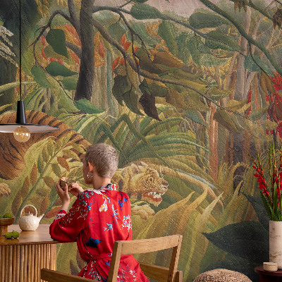 3D wall mural with an exotic tiger motif