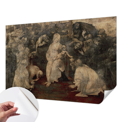 Peel and stick wall mural for kids' room with a whimsical spiritual meeting illustration