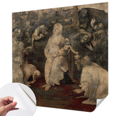 Peel and stick wall mural for kids' room with a whimsical spiritual meeting illustration