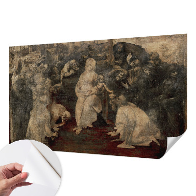 Peel and stick wall mural for kids' room with a whimsical spiritual meeting illustration