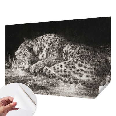 3D photo wallpaper mural with a resting leopard motif