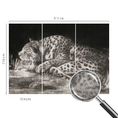 3D photo wallpaper mural with a resting leopard motif