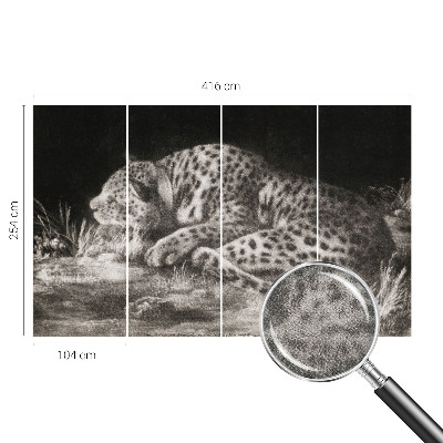 3D photo wallpaper mural with a resting leopard motif