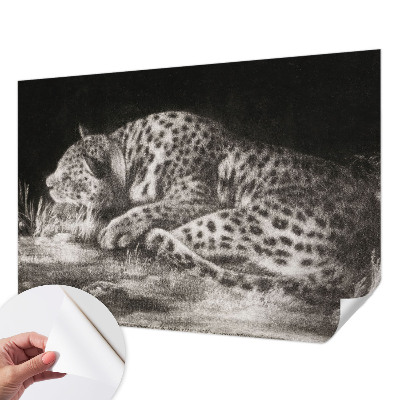 3D photo wallpaper mural with a resting leopard motif