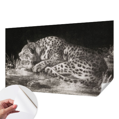 3D photo wallpaper mural with a resting leopard motif
