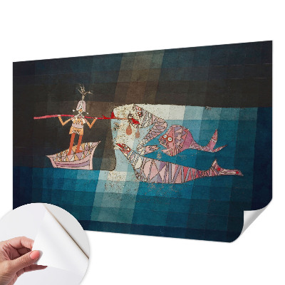 Nursery wall mural with a fisherman and hunting theme