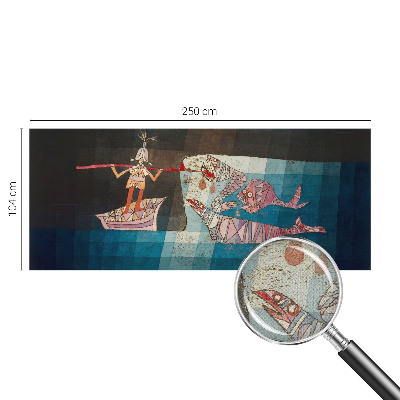 Nursery wall mural with a fisherman and hunting theme