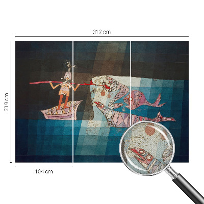 Nursery wall mural with a fisherman and hunting theme