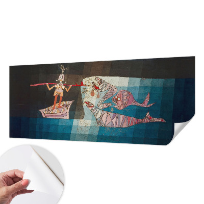 Nursery wall mural with a fisherman and hunting theme
