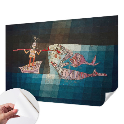 Nursery wall mural with a fisherman and hunting theme