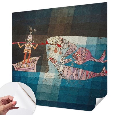 Nursery wall mural with a fisherman and hunting theme
