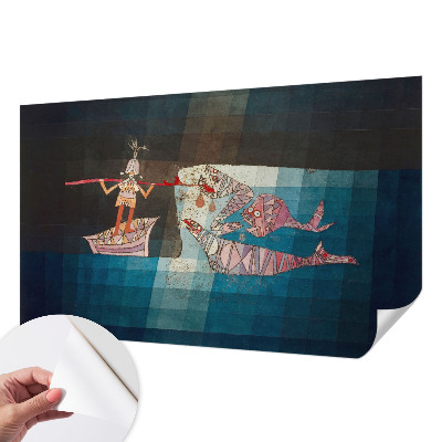 Nursery wall mural with a fisherman and hunting theme