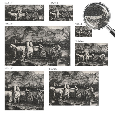 Children's wall mural featuring a village scene