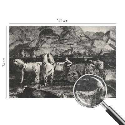 Children's wall mural featuring a village scene