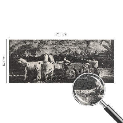 Children's wall mural featuring a village scene