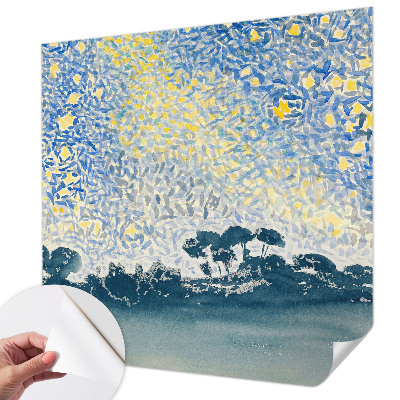 Baby room wall mural with a star abstraction design