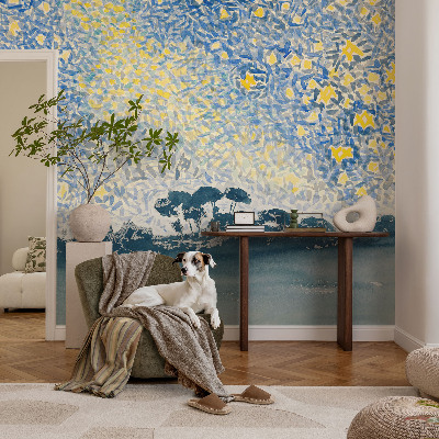 Baby room wall mural with a star abstraction design