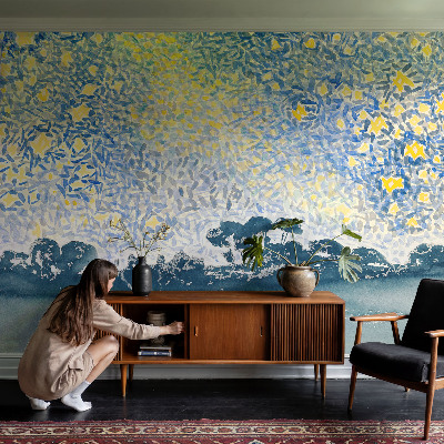 Baby room wall mural with a star abstraction design