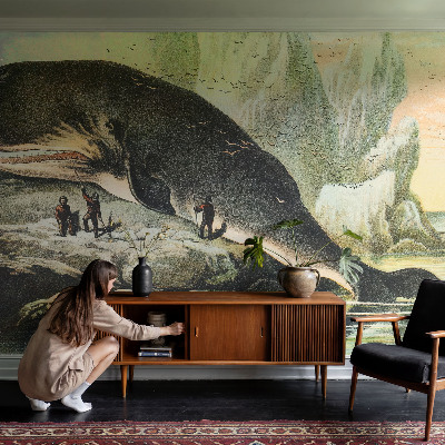 Peel and stick wall mural with a sea gigantism design