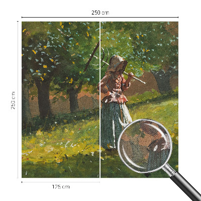 Peel and stick wallpaper mural featuring an autumn afternoon scene